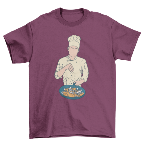Chef salting mushrooms t-shirt