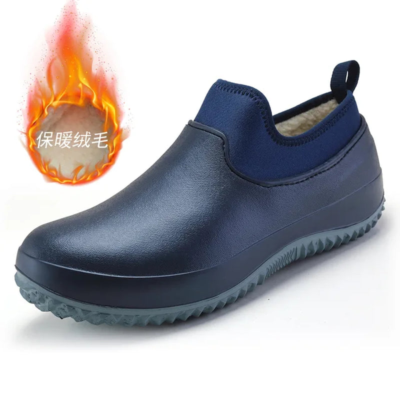 Non-Slip Chef Shoes Mens Womens Kitchen Safety Shoes Winter Lined Work Boots Platform Boots