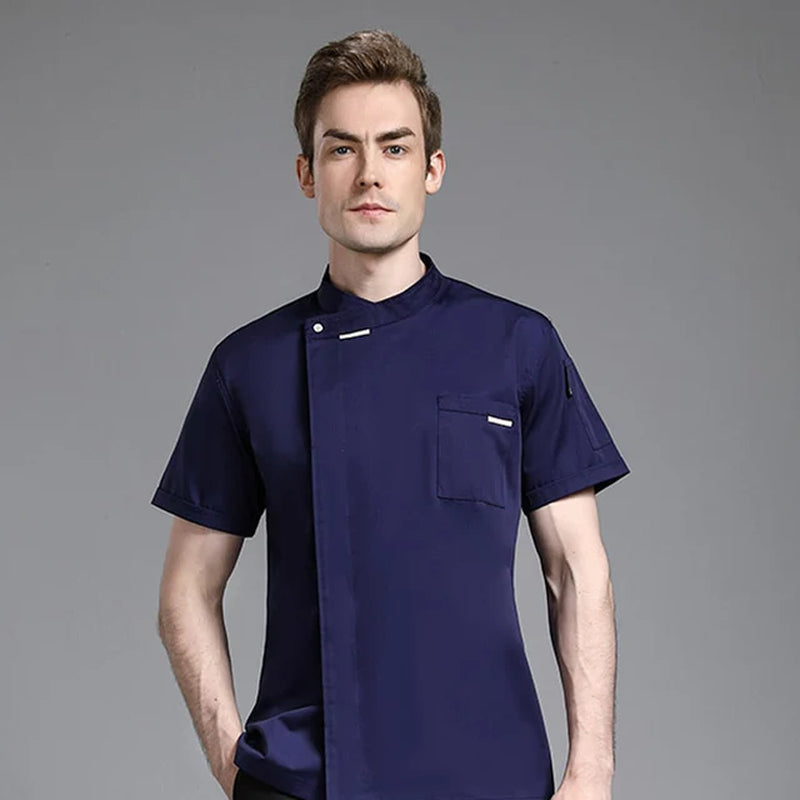 Unisex Chef Jacket Short/Long Sleeve Men Women Crossover Cook Coat Restaurant Waiter Uniform Kitchen Baker Wear
