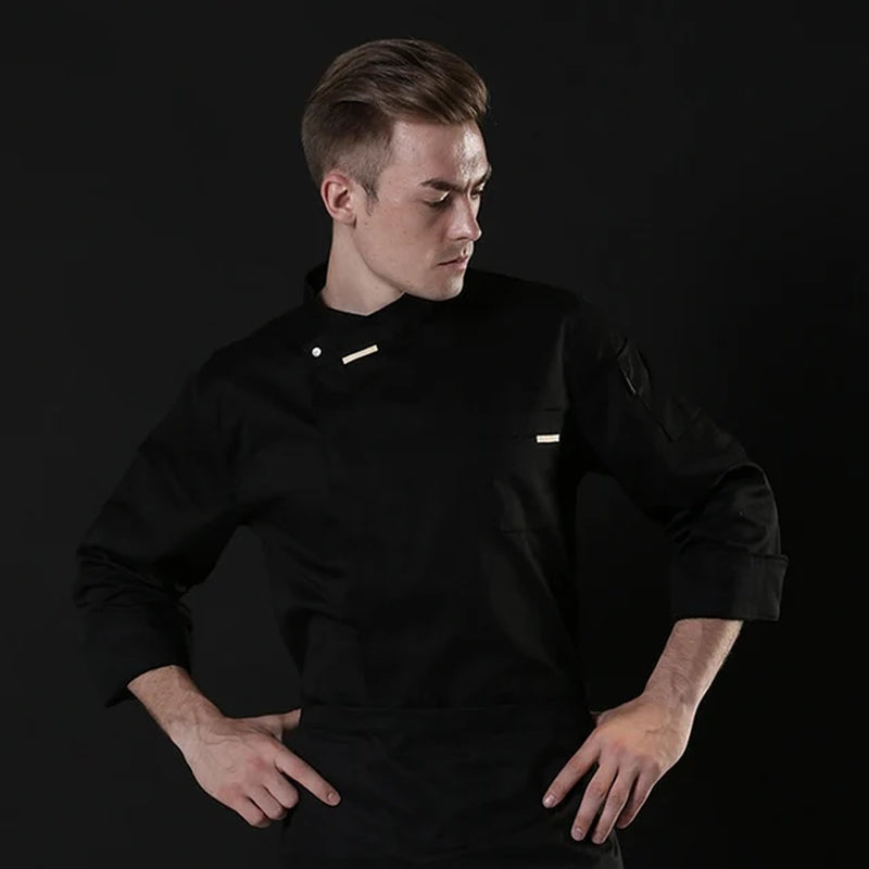 Unisex Chef Jacket Short/Long Sleeve Men Women Crossover Cook Coat Restaurant Waiter Uniform Kitchen Baker Wear