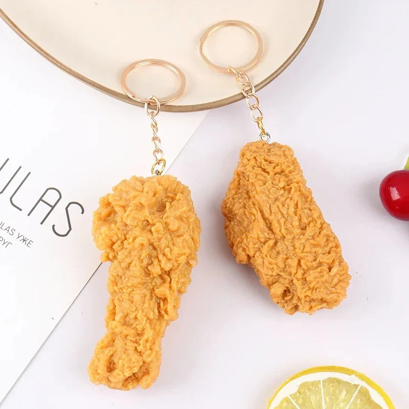 Fried Chicken Simulation Food Keychain French Fries Drumstick Chicken Nuggets Key Chain Restaurant Client Gift Chef Cook Keyring
